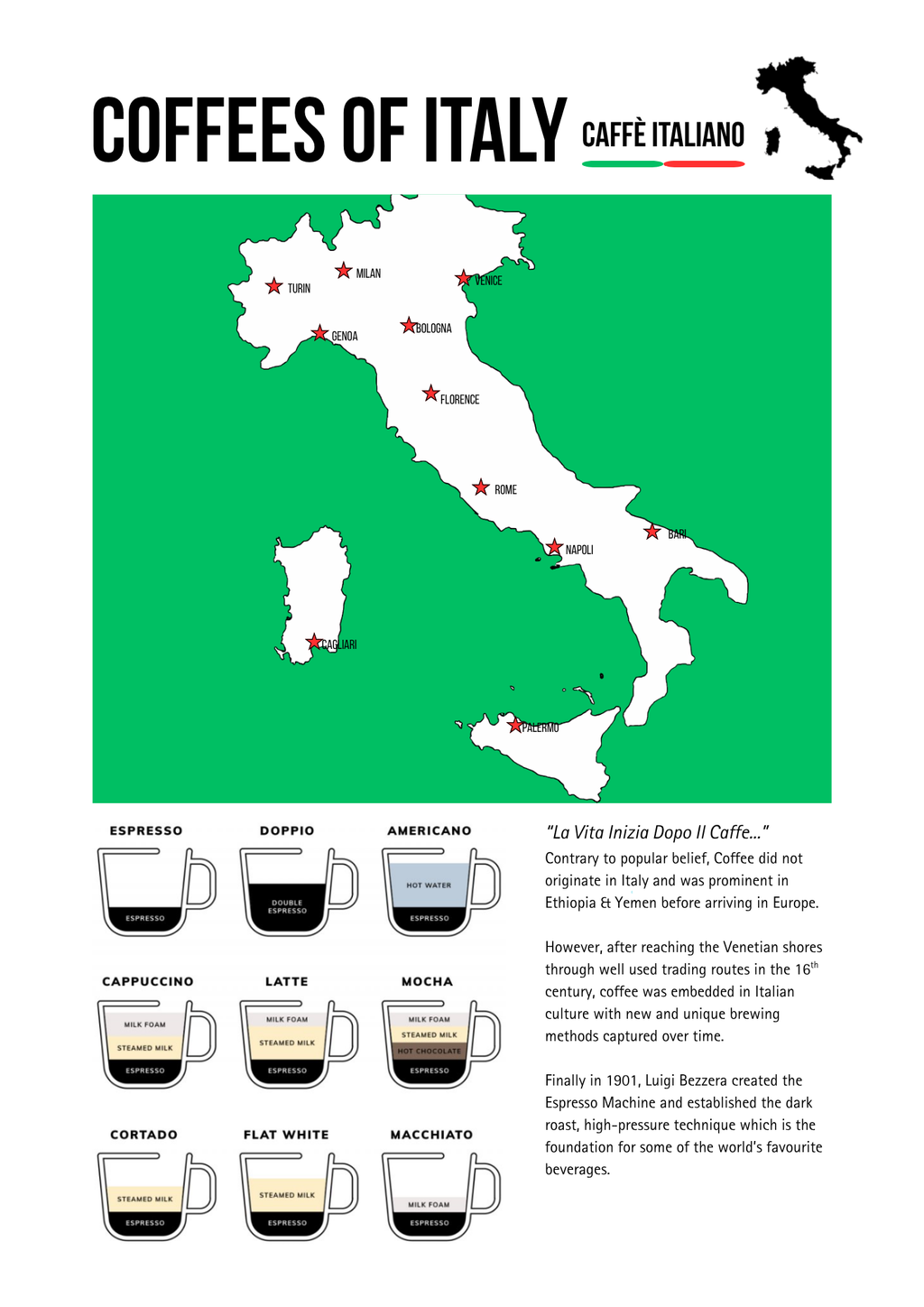 Coffees of Italy Map
