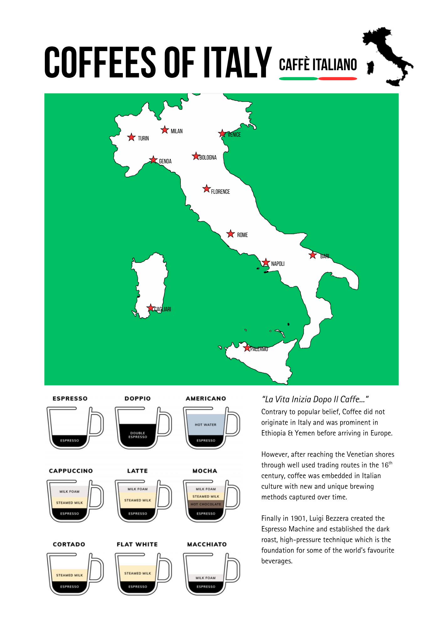 Coffees of Italy Map