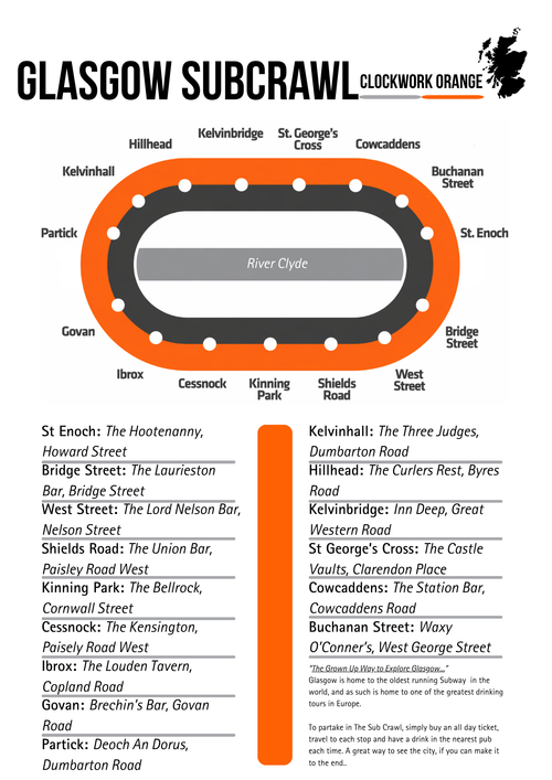 The Glasgow Sub Crawl Map